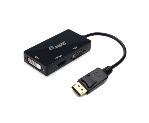 Equip 133441 adaptador de cable de vÍ­deo 0,24 m DisplayPort DVI-D + VGA (D-Sub) + HDMI Negro