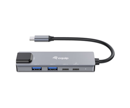 Equip 133496 Adaptador multifunción 5 en 1, 2,5 GbE, USB-A x 2, USB-C x 1, USB-C , 100 W USB PD