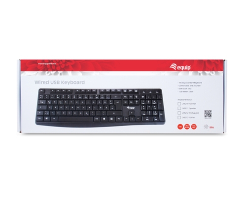 Equip 245210 teclado Oficina USB QWERTZ Alemán Negro