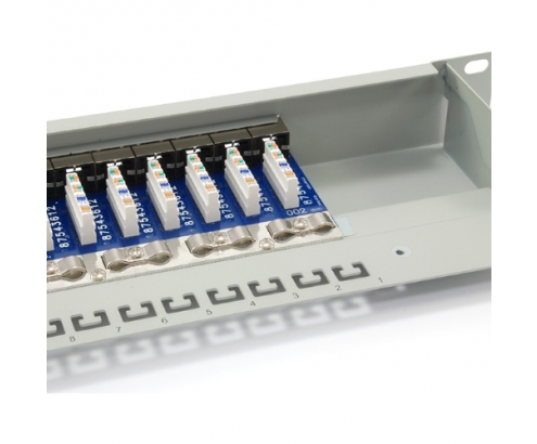 EQUIP 326316 PATCH PANEL 16 PUERTOS CATEGORIA 6 APANTALLADO GRIS CLARO