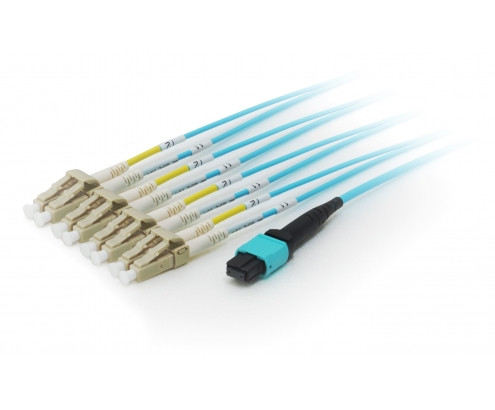 EQUIP cable de fibra optica OM4, MTP/4x LC, 3 m Cian