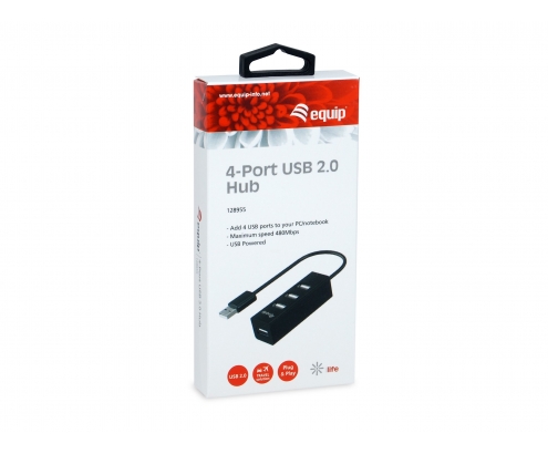 EQUIP HUB de interfaz USB 2.0 480 Mbit/s Negro