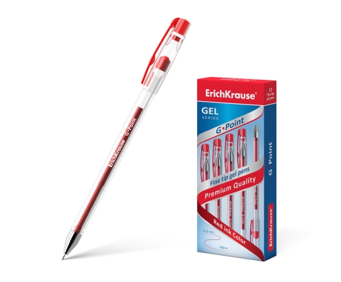 ErichKrause 17629 bolígrafo de gel Bolígrafo de gel con tapa Superfino Rojo 12 pieza(s)