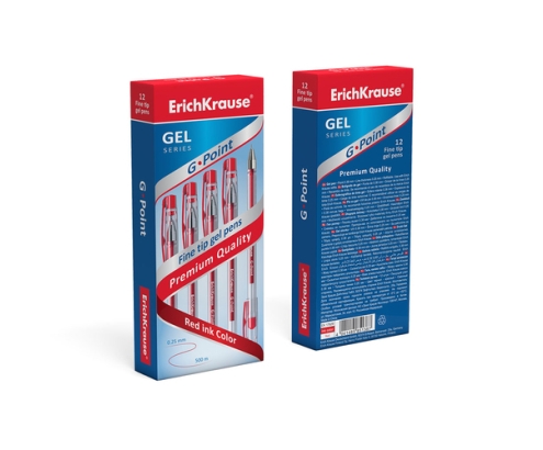 ErichKrause 17629 bolígrafo de gel Bolígrafo de gel con tapa Superfino Rojo 12 pieza(s)