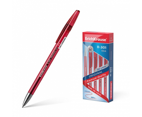 ErichKrause 42722 bolígrafo de gel Bolígrafo de gel con tapa Rojo 12 pieza(s)