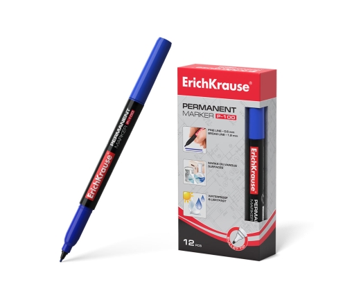 ErichKrause P-100 marcador permanente Punta redonda Azul 12 pieza(s)