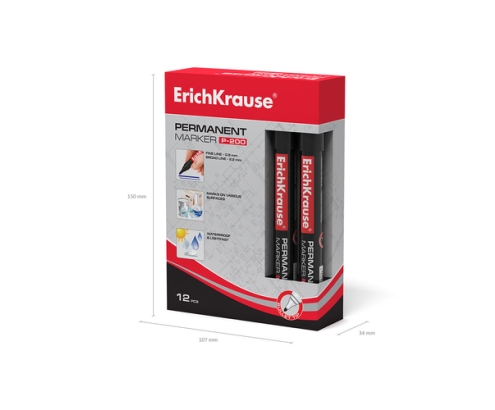 ErichKrause P-200 marcador permanente Punta redonda Azul 12 pieza(s)