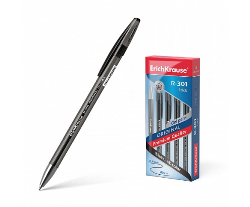 ErichKrause R-301 Bolígrafo de gel con tapa Negro 12 pieza(s)