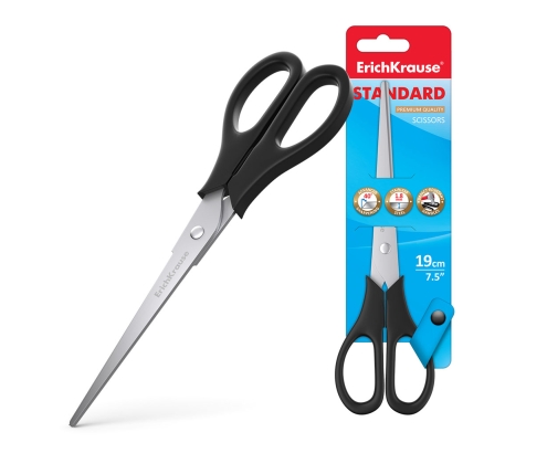 ErichKrause Standard Tijeras de oficina Corte recto Negro, Acero inoxidable