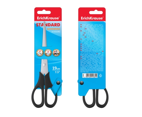 ErichKrause Standard Tijeras de oficina Corte recto Negro, Acero inoxidable