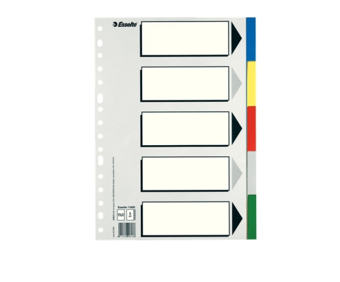 Esselte 11609 lengüeta de índice Separador en blanco con pestaña Cartón, Polipropileno (PP) Multicolor