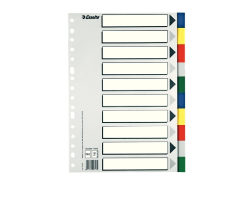 Esselte 11610 lengüeta de índice Separador en blanco con pestaña Cartón, Polipropileno (PP) Multicolor