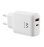 Ewent EW1329 cargador de dispositivo móvil Universal Blanco Corriente alterna Carga rápida Interior