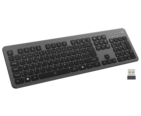 Ewent EW3296 teclado Universal RF inalámbrica + USB QWERTY Español Negro, Gris