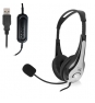 Ewent EW3565 auricular y casco Auriculares Alámbrico Diadema Llamadas/Música USB tipo A Negro, Blanco