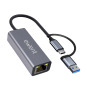 Ewent EW9819 hub de interfaz USB 3.2 Gen 1 (3.1 Gen 1) Type-A + Type-C 1000 Mbit/s Gris