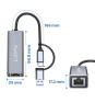 Ewent EW9819 hub de interfaz USB 3.2 Gen 1 (3.1 Gen 1) Type-A + Type-C 1000 Mbit/s Gris