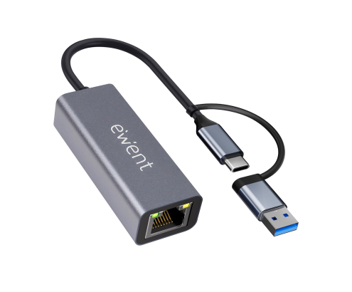 Ewent EW9819 hub de interfaz USB 3.2 Gen 1 (3.1 Gen 1) Type-A + Type-C 1000 Mbit/s Gris