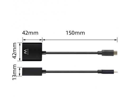 Ewent EW9825 adaptador de cable de vÍ­deo 0,15 m USB Tipo C DisplayPort Negro