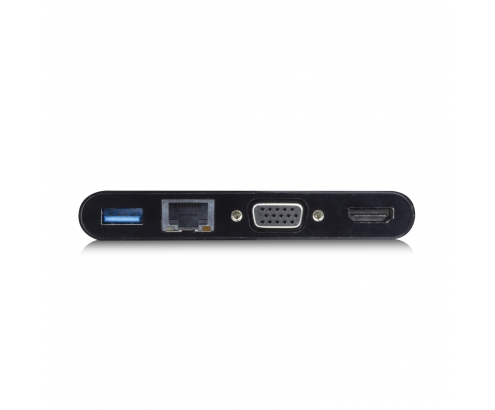 Ewent HUB de interfaz USB 3.2 Gen 1 (3.1 Gen 1) Type-C HDMI VGA 5000 Mbit/s Negro