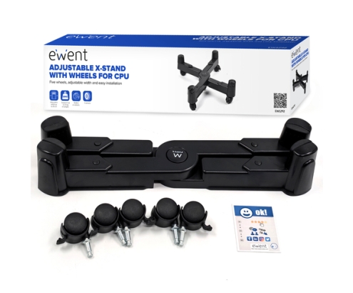 Ewent Soporte Ajustable en X con Ruedas para CPU