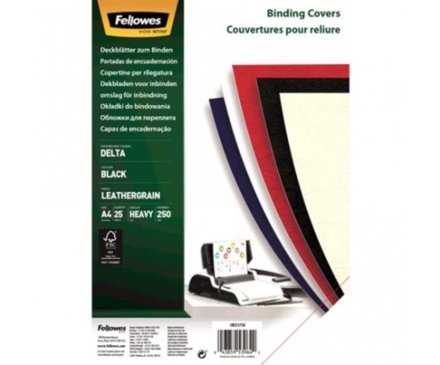 Fellowes  5373802 pack de 25 portadas de cartón sÍ­mil piel delta cuero fsc tamaño A4 250 gramos