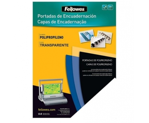 FELLOWES 54770 PACK DE 100 PORTADAS DE POLIPROPILENO TRANSPARENTE TAMAÍ‘O A4 500 MICRAS