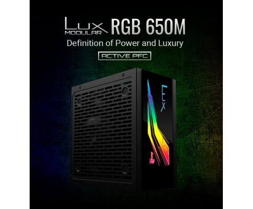 FUENTE ALIMENTACION AEROCOOL LUX RGB 650W NEGRO LUXRGB650M