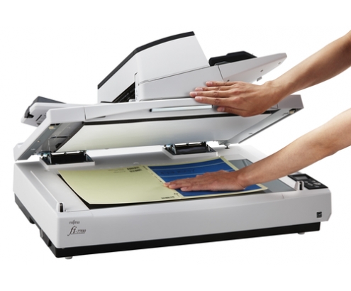 Fujitsu fi-7700 Escáner de superficie plana y alimentador automático de documentos (ADF) 600 x 600 DPI A3 Negro, Blanco