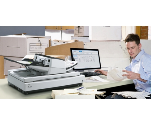 Fujitsu fi-7700 Escáner de superficie plana y alimentador automático de documentos (ADF) 600 x 600 DPI A3 Negro, Blanco