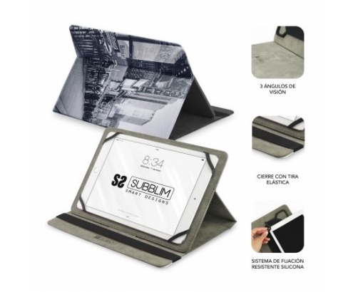 FUNDA TABLET SUBBLIM UNIVERSAL TRENDY NY TAXI PARA TABLET HASTA 10.1P ROTACION 360 EXTERIOR SIMIL PIEL INTERIOR ATERCIOPELADO SUB-CUT-4TC007