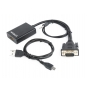 Gembird A-VGA-HDMI-01 adaptador de cable de vÍ­deo 0,15 m HDMI 19 pin Negro
