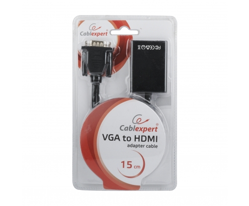 Gembird A-VGA-HDMI-01 adaptador de cable de vÍ­deo 0,15 m HDMI 19 pin Negro