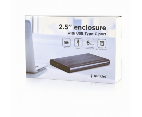 Gembird EE2-U3S-6-GR caja para disco duro externo Carcasa de disco duro/SSD Aluminio 2.5