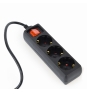 Gembird EG-PSU3-01 base múltiple 0,6 m 3 salidas AC Interior Negro