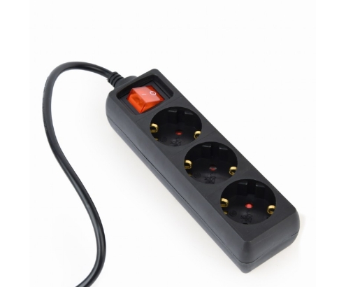 Gembird EG-PSU3-01 base múltiple 0,6 m 3 salidas AC Interior Negro
