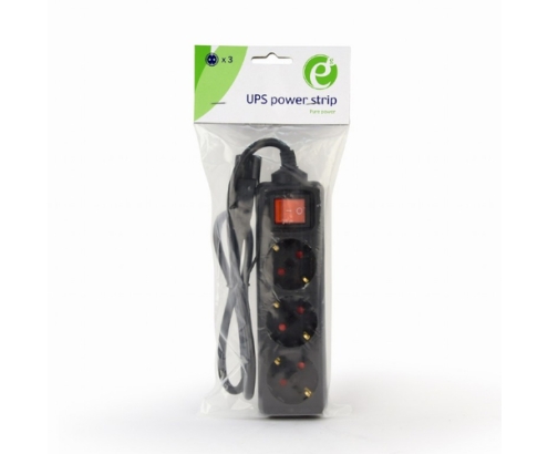 Gembird EG-PSU3-01 base múltiple 0,6 m 3 salidas AC Interior Negro
