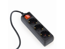 Gembird EG-PSU3-01 base múltiple 0,6 m 3 salidas AC Interior Negro