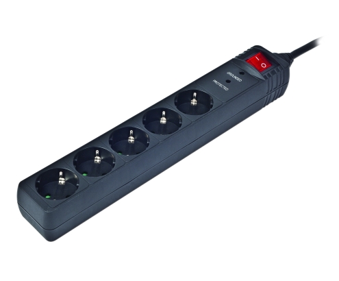 Gembird SPG5-C-10 limitador de tensión Negro 5 salidas AC 250 V 3 m