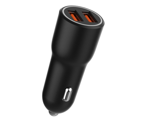 Gembird TA-UC-A2QC36-CAR-01 cargador de dispositivo móvil Teléfono móvil, Smartphone Negro Encendedor de cigarrillos Carga rápida Auto