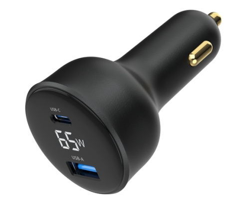 Gembird TA-UC-AC2PD65LCD-CAR-01 cargador de dispositivo móvil Universal Negro Encendedor de cigarrillos Carga rápida Auto