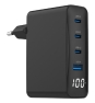 Gembird TA-UC-PDQC100LCD-01-BK cargador de dispositivo móvil Portátil, Smartphone Negro Corriente alterna Carga rápida Interior