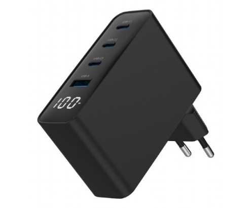 Gembird TA-UC-PDQC100LCD-01-BK cargador de dispositivo móvil Portátil, Smartphone Negro Corriente alterna Carga rápida Interior