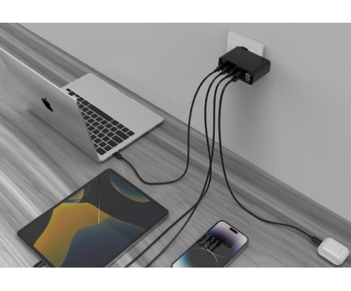 Gembird TA-UC-PDQC100LCD-01-BK cargador de dispositivo móvil Portátil, Smartphone Negro Corriente alterna Carga rápida Interior