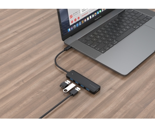 Gembird UHB-CM-U3P4P-01 hub de interfaz USB 3.2 Gen 1 (3.1 Gen 1) Type-C Negro