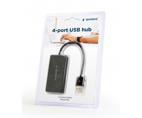 Gembird UHB-U2P4-04 Hub de interfaz usb 2.0 4puertos 480 Mbit/s negro