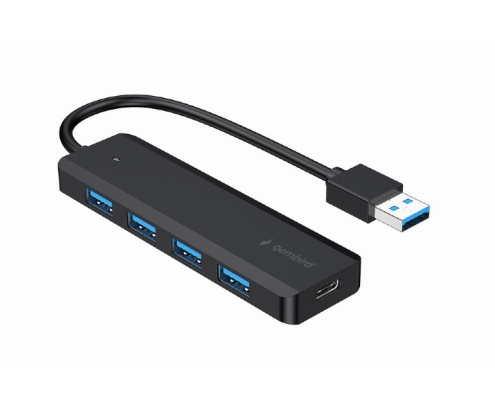 Gembird UHB-U3P4P-02 hub de interfaz USB 3.2 Gen 1 (3.1 Gen 1) Type-A 5000 Mbit/s Negro