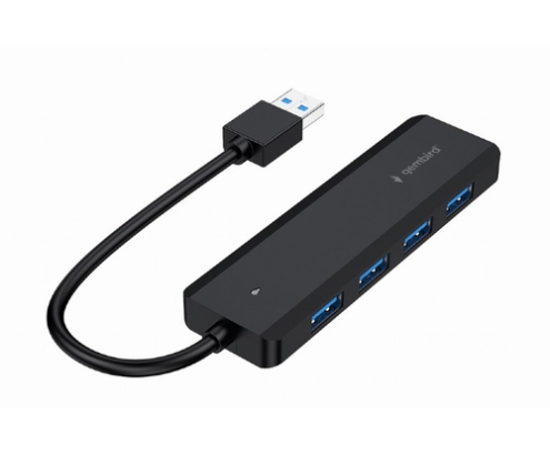 Gembird UHB-U3P4P-02 hub de interfaz USB 3.2 Gen 1 (3.1 Gen 1) Type-A 5000 Mbit/s Negro