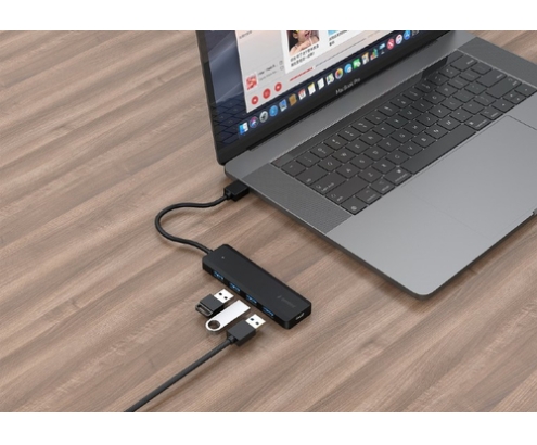 Gembird UHB-U3P4P-02 hub de interfaz USB 3.2 Gen 1 (3.1 Gen 1) Type-A 5000 Mbit/s Negro