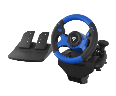 GENESIS Seaborg 350 Negro, Azul USB Volante + Pedales Nintendo Switch, PC, PlayStation 4, Playstation 3, Xbox 360, Xbox One, Xbox Series S, Xbox Serie